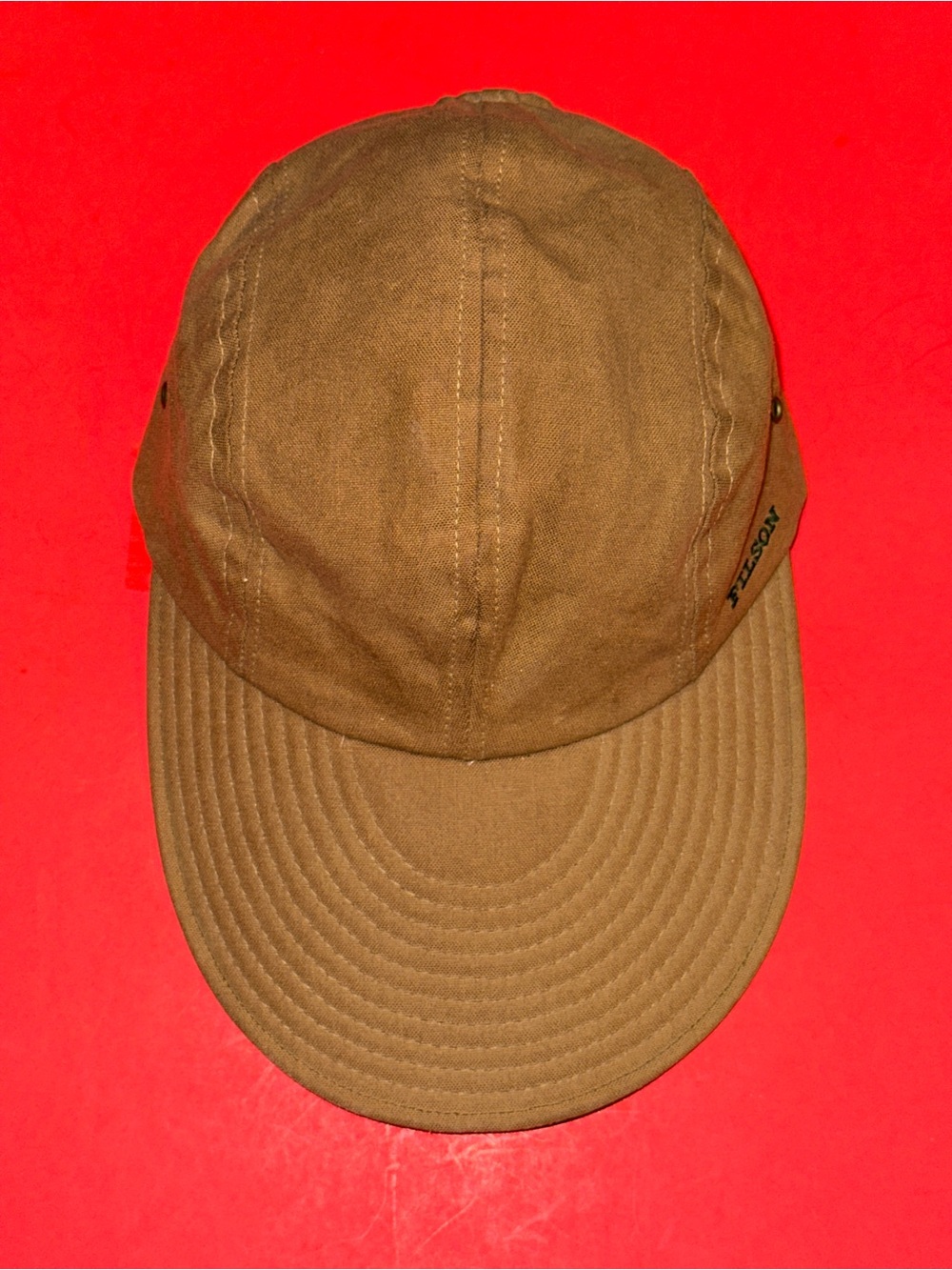 VTG Filson Tin Cloth Waxed Adjustable Fisherman Long Bill Canvas Cap Men’s OSFM - Picture 3 of 8